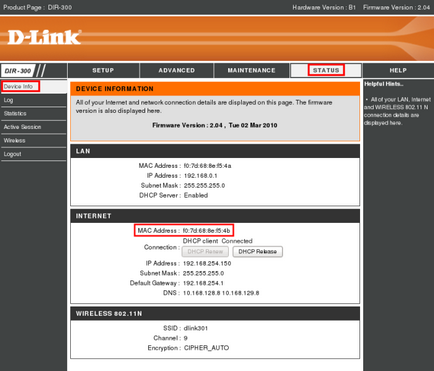 Configurarea routerului d-link dir-300 - rețea de navigație justlan