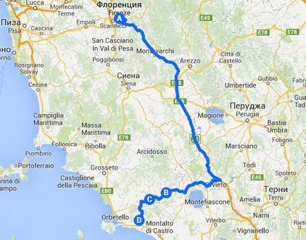 Kijelölt útvonalakat Olaszország