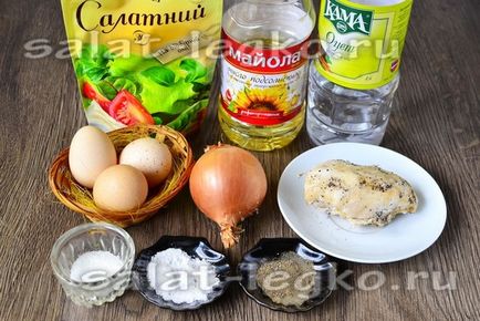 Rețetă pentru salată cu clătite de pui și ouă
