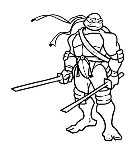Desenați un leonadro de la ninja de broască țestoasă în creștere completă