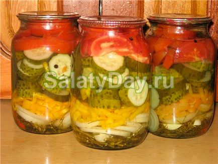 Saláták télen sterilizálás nélküli - egy nagyon kényelmes módja a tartósítás zöldség receptek fotókkal és videó