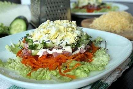 Saláta sonkával és koreai sárgarépa - lépésről lépésre recept fotókkal, saláták