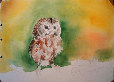Owl акварел