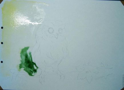 Owl este pictata in acuarela