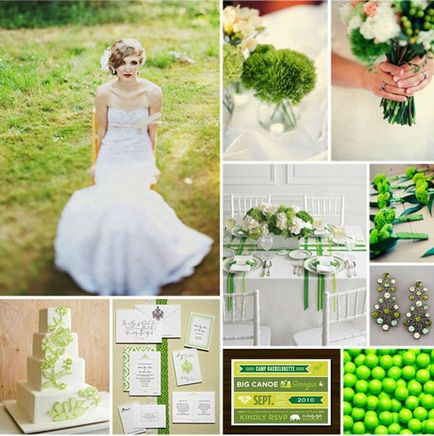 Nuntă paletă verde verde de var și de culoare albă