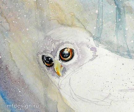 Урок малювання сова аквареллю