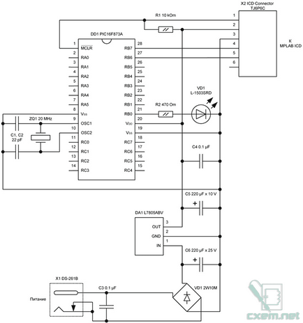 In-circuit programozás és a hibakeresés mikrokontroller mikrochip