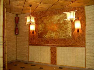 Bamboo tapet în interior - anticameră, bucătărie, dormitor, jumătate frumoasă