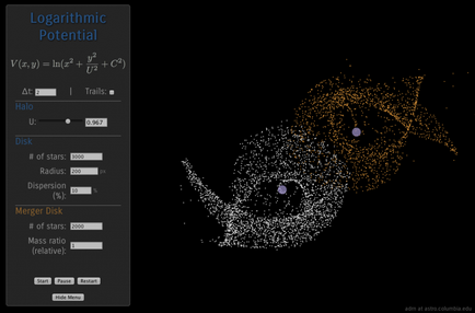 Interaktív 3D ütközés két galaxis