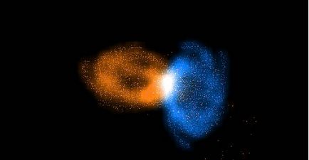 Interaktív 3D ütközés két galaxis