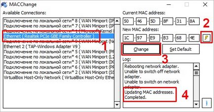 Modificarea adresei mac în ferestre