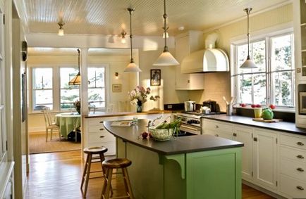 Cum să plasați lămpile pe un tavan întins în bucătărie
