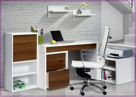 Birouri de birou cu rafturi și sertare, fotografii, caracteristici, tipuri