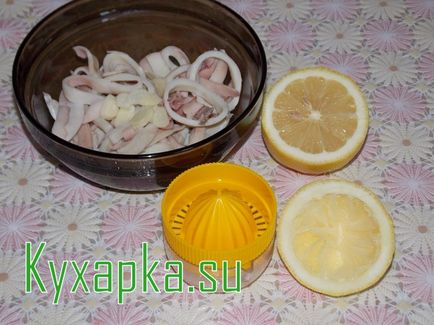 Marinate squid, mese în stil acasă cu fotografii pe etapele de rețetă