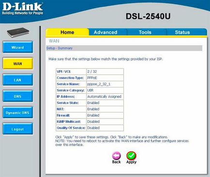 Configurarea dsl-2540u pentru conectarea la ISP 