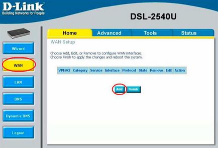 Beállítás dsl-2540u csatlakozni ISP «Infoline”