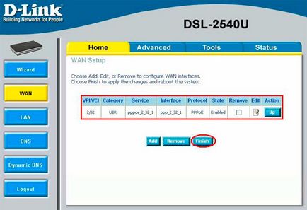Beállítás dsl-2540u csatlakozni ISP «Infoline”