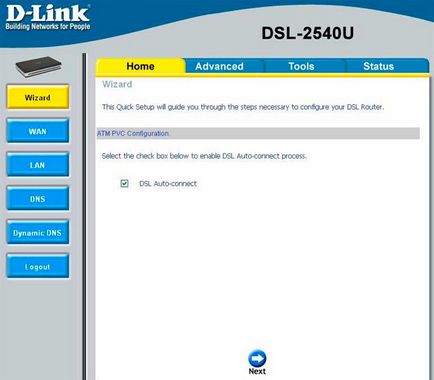 Beállítás dsl-2540u csatlakozni ISP «Infoline”