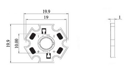 Placă, radiator - stea - pentru LED-uri de mare putere