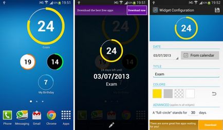 Aplicații și widget-uri numărătoare inversă pentru Android, catamobile