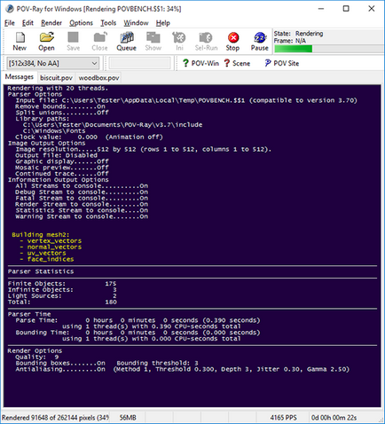 Programele de redare pov-ray, luxrender și vender ca un test al procesoarelor și PC-urilor