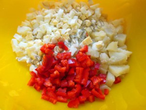 Saláta burgonya töltelék - recept lépésről lépésre fotók