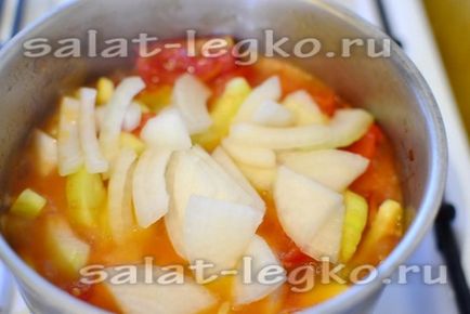 Saláta a paradicsom és a cukkini, a télen, egy lépésről lépésre recept fotók