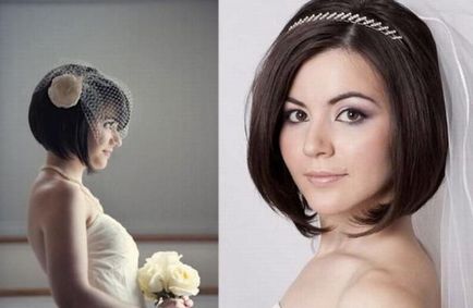 Esküvői frizurák és stílus rövid haj fotókkal