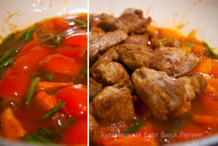 Carne de porc în chineză în sos dulce și acru, mâncarea potrivită