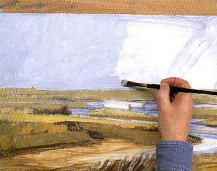 Lectia de desen cu vopsele acrilice dintr-un peisaj de nisip