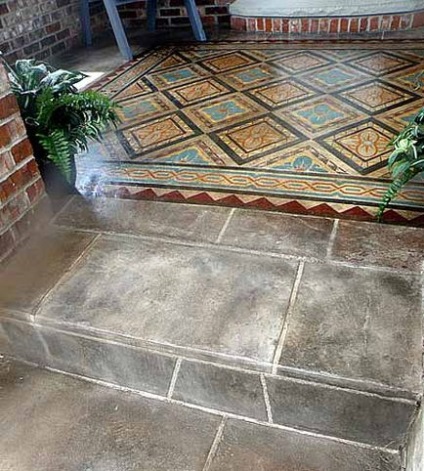 35 Ідей для дачі бетонну підлогу на веранді з розписом