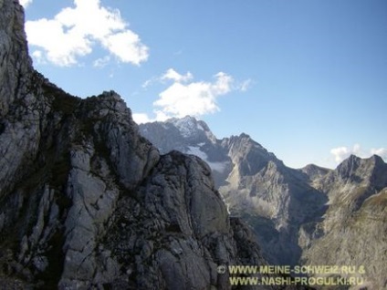 Alpii bavarezi se plimbă cu vedere spre zugspitze