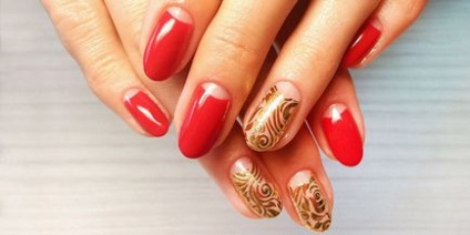 Дизайн нігтів червоний з золотом розкішний манікюр (фото)
