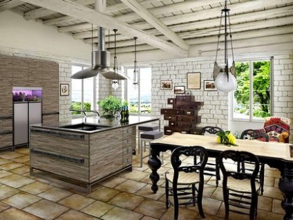 Úgy tervezték, a stílus Provence ötletek a konyha és a nappali