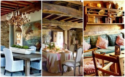 Proiectați în stilul de stil Provence pentru bucătărie și sufragerie