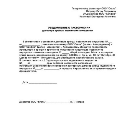 Договір про розірвання договору оренди нежитлового приміщення зразок угоди (як його розірвати),