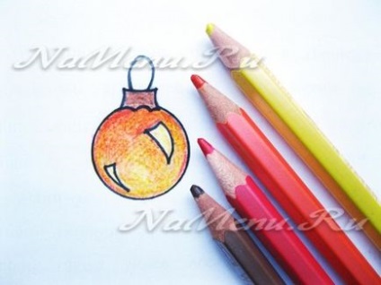 Cum de a desena o jucărie de pom de Crăciun în creion pas cu pas