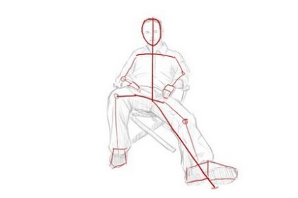 Cum să desenezi un bărbat șezut cu creion și vopsele
