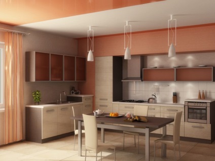 Який колір поєднується з персиковим в інтер'єрі кухні