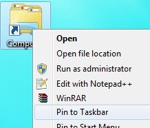 Як закріпити папки мій кмпьютер, документи, кошик або будь-яку папку на панелі завдань windows 7