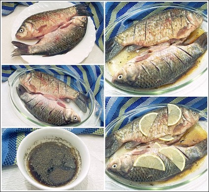 Carp a grill - ízletes hal főtt füst (ponty) Carp a grill - ízletes hal főtt a füst