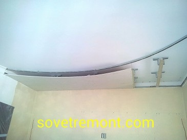 Instalarea tavanului suspendat din tablă de gips, sub formă de semicerc