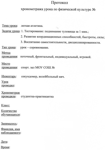 Протокол пульсометрії №2