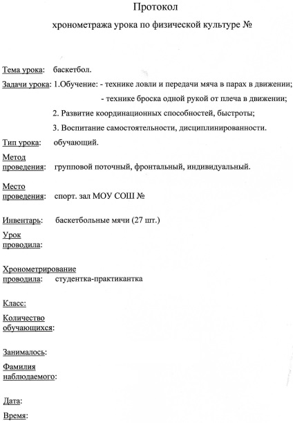 Протокол пульсометрії №2