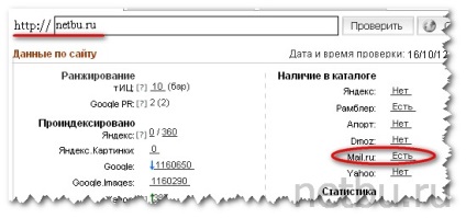 Înregistrați site-ul în corespondență ru