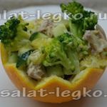 Salata - crocantă, o rețetă cu o fotografie de pui și castraveți