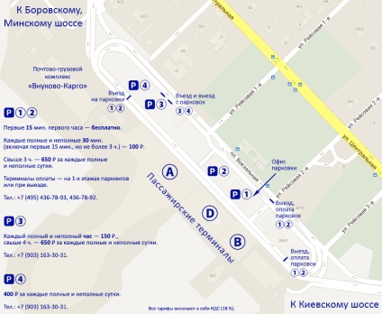 Схема паркування в аеропорту Внуково