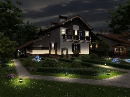 Вуличне освітлення заміського будинку - правильна організація і реалізація з фото