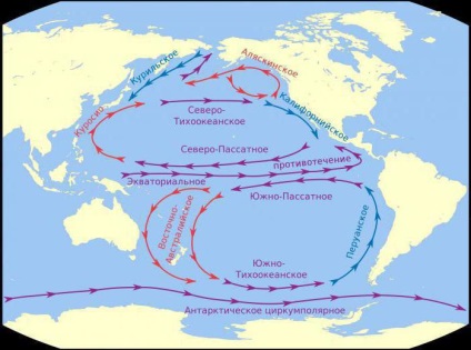 Curentul rece și cald al Oceanului Pacific