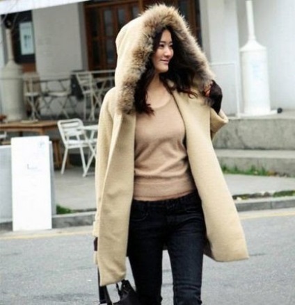Жіноче пальто з капюшоном (92 фото) з великим капюшоном, довге, на блискавки, плащ-пальто, з чим